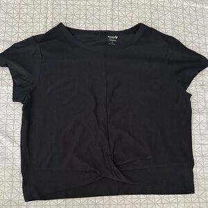 Old Navy Heather Black Short Sleeve Cropped Tee